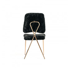 Load image into Gallery viewer, Set of 2 Glam Modern Black Faux Fur Dining Chairs