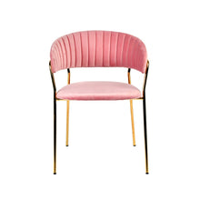 Load image into Gallery viewer, Set of 2 Curved Chic Pink and Gold Velour Dining Chairs