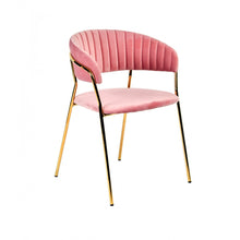 Load image into Gallery viewer, Set of 2 Curved Chic Pink and Gold Velour Dining Chairs