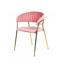 Load image into Gallery viewer, Set of 2 Curved Chic Pink and Gold Velour Dining Chairs