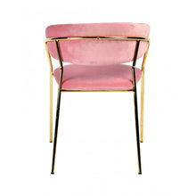 Load image into Gallery viewer, Set of 2 Curved Chic Pink and Gold Velour Dining Chairs