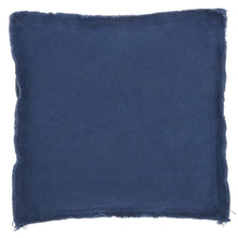 Load image into Gallery viewer, 18&quot; Boho Navy Blue Frayed Edge Canvas Throw Pillow