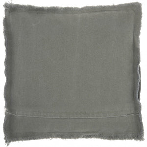 18" Boho Grey Frayed Edge Canvas Throw Pillow