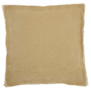 18" Boho Tan Frayed Edge Canvas Throw Pillow