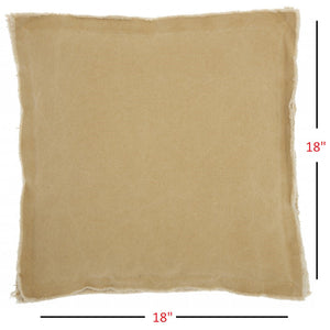 18" Boho Tan Frayed Edge Canvas Throw Pillow