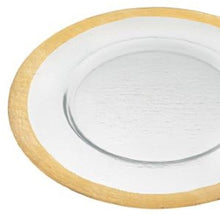 Load image into Gallery viewer, Round Gold Border Glass Charger Plate