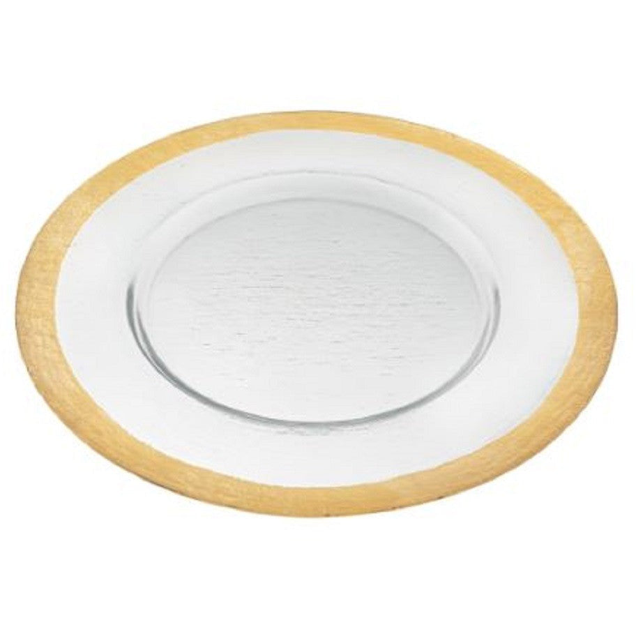 Round Gold Border Glass Charger Plate