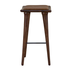 Load image into Gallery viewer, Walnut Finish Leather Counter Stool