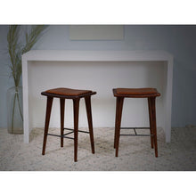 Load image into Gallery viewer, Walnut Finish Leather Counter Stool