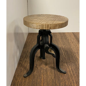 Industrial Adjustable Rustic Crank Stool