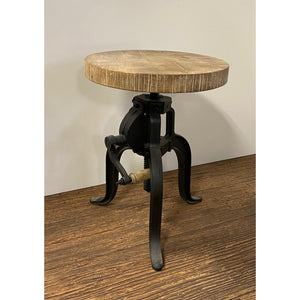 Industrial Adjustable Rustic Crank Stool