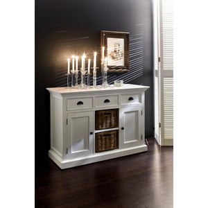 White Modern Farmhouse Large Accent Cabinet with Baskets