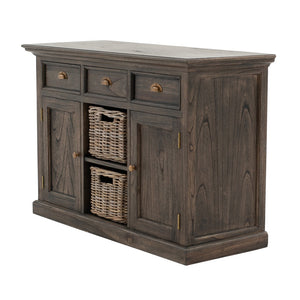 Modern Farmhouse Espresso Wash Large Accent Cabinet with Baskets