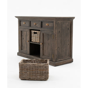 Modern Farmhouse Espresso Wash Large Accent Cabinet with Baskets