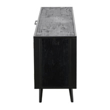 Load image into Gallery viewer, 79&quot; Modern Rustic Black and Rattan Buffet Server