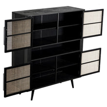 Load image into Gallery viewer, Modern Rustic Black Rattan Double Decker Accent Cabinet