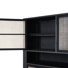 Load image into Gallery viewer, Modern Rustic Black Rattan Double Decker Accent Cabinet