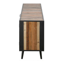 Load image into Gallery viewer, 79&quot; Modern Rustic Black Natural and Rattan Buffet Server