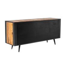 Load image into Gallery viewer, 71&quot; Modern Rustic Black Natural and Rattan Buffet Server