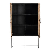 Load image into Gallery viewer, Modern Rustic Black and Natural Tall Accent Cabinet