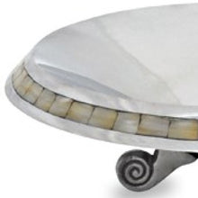 Load image into Gallery viewer, Silver and Mother of Pearl Pedestal Centerpiece Bowl