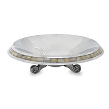 Load image into Gallery viewer, Silver and Mother of Pearl Pedestal Centerpiece Bowl