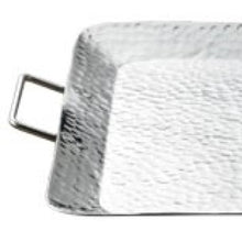 Load image into Gallery viewer, Silver Hammered Rectangle Serving Tray with Handles