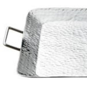 Silver Hammered Rectangle Serving Tray with Handles