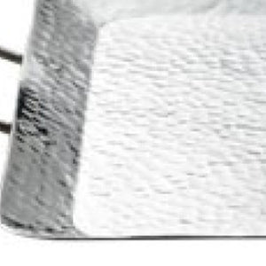Silver Hammered Rectangle Serving Tray with Handles