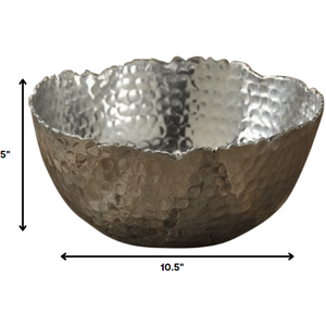 Silver Steel Modern Hammered Cut Bowl