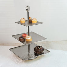 Load image into Gallery viewer, Hammered Square Shaped Three Tier Stand