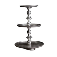 Load image into Gallery viewer, Round Silver Polished Three Tier Stand