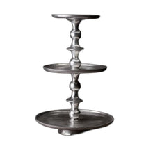 Load image into Gallery viewer, Round Silver Polished Three Tier Stand