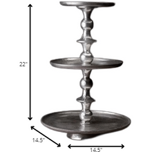 Load image into Gallery viewer, Round Silver Polished Three Tier Stand