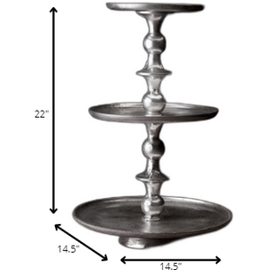 Round Silver Polished Three Tier Stand