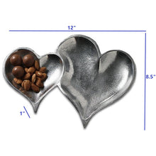 Load image into Gallery viewer, Two Section Textured Silver Heart Shaped Tray