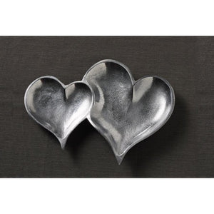Two Section Textured Silver Heart Shaped Tray