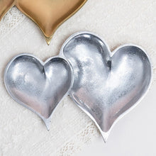 Load image into Gallery viewer, Two Section Textured Silver Heart Shaped Tray