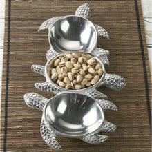 Load image into Gallery viewer, Silver Three Section Turtle Design Serving Tray