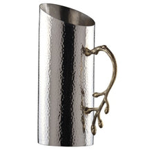 Load image into Gallery viewer, Cylindrical Leaf Handle Hammered Pitcher