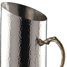 Load image into Gallery viewer, Cylindrical Leaf Handle Hammered Pitcher