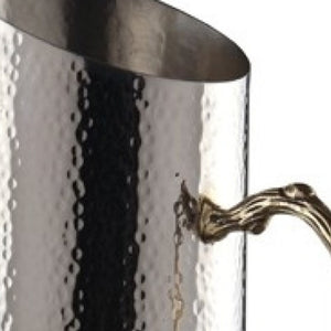 Cylindrical Leaf Handle Hammered Pitcher