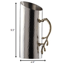 Load image into Gallery viewer, Cylindrical Leaf Handle Hammered Pitcher