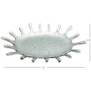Silver Hammered Splash Design Serving Tray
