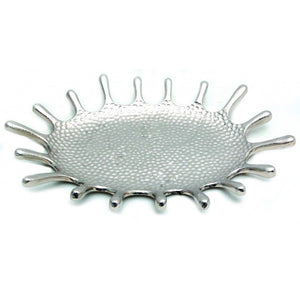 Silver Hammered Splash Design Serving Tray