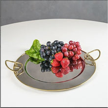 Load image into Gallery viewer, Round Gold Bordered Serving Tray