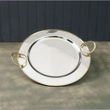 Load image into Gallery viewer, Round Gold Bordered Serving Tray