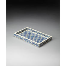 Load image into Gallery viewer, Blue Quatrefoil Bone Inlay Serving Tray