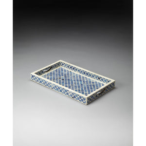 Blue Quatrefoil Bone Inlay Serving Tray