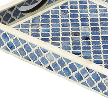 Load image into Gallery viewer, Blue Quatrefoil Bone Inlay Serving Tray